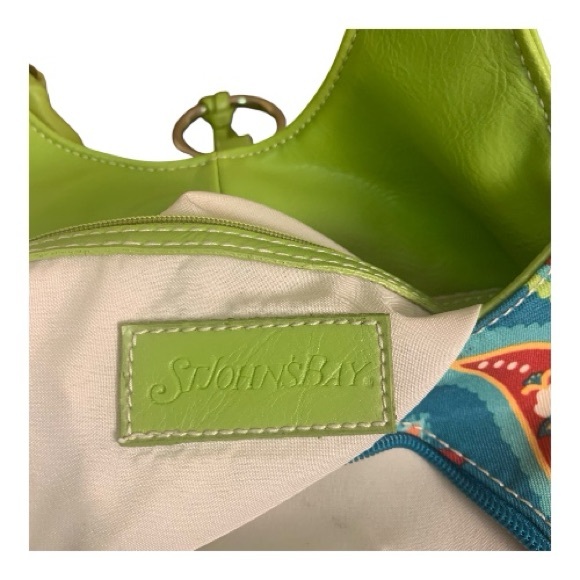 VTG St John's Bay Vibrant Paisley Floral Lime Green Shoulder Hobo Bag Y2K - Picture 6 of 15